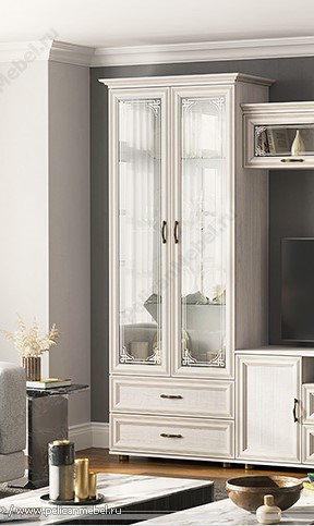 Шкаф двустворчатый со стеклом "Каролина" ШЯ-С в Великом Новгороде - картинка