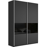 Шкаф-купе Прайм 2-х дверный (3 секции ДСП/стекло черное) в Великом Новгороде - картинка