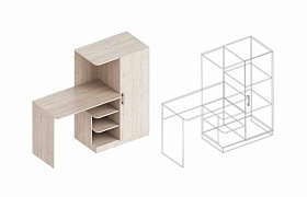 Стол письменный с пеналом (правое исполнение) в Великом Новгороде - картинка