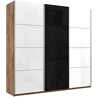 Шкаф-купе Широкий Прайм 3-х дверный (Стекло белое/Стекло черное) в Великом Новгороде - картинка