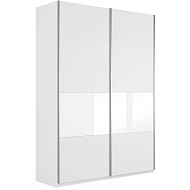 Шкаф-купе Прайм 2-х дверный (3 секции ДСП/стекло белое) в Великом Новгороде - картинка