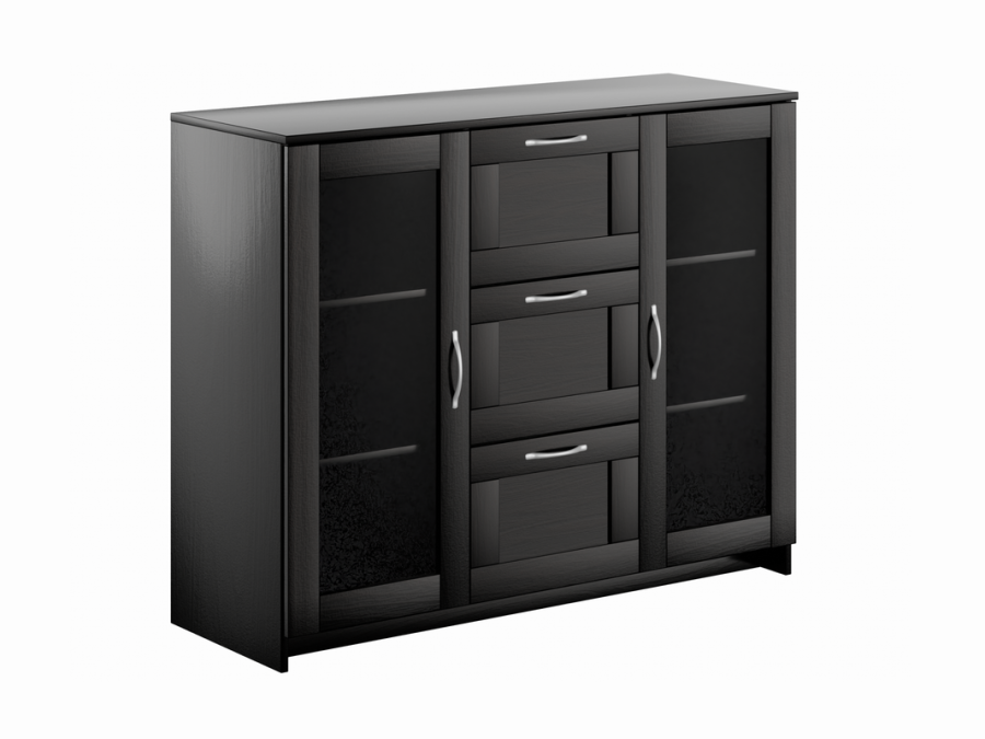 Тумба 2 двери со стеклом и 3 ящика 117х95 СИРИУС в Великом Новгороде - картинка