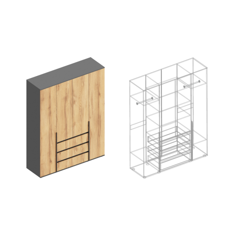 Шкаф 4-ств с 3 ящиками МС Стил в Великом Новгороде - картинка