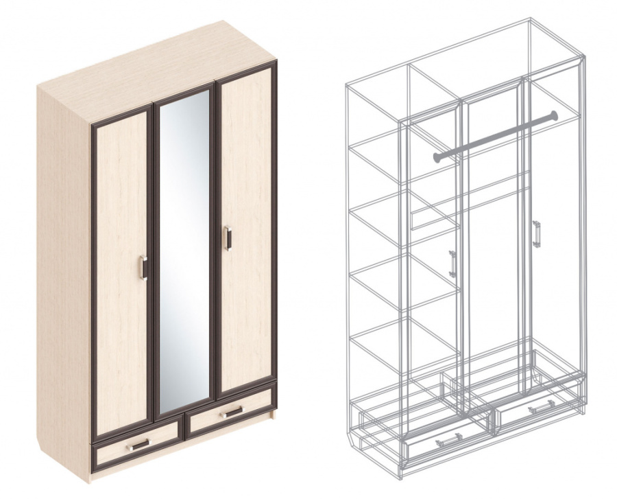 Шкаф «Наоми» 3-ств в Великом Новгороде - фото Шкаф «Наоми» 3-ств в Великом Новгороде - картинка