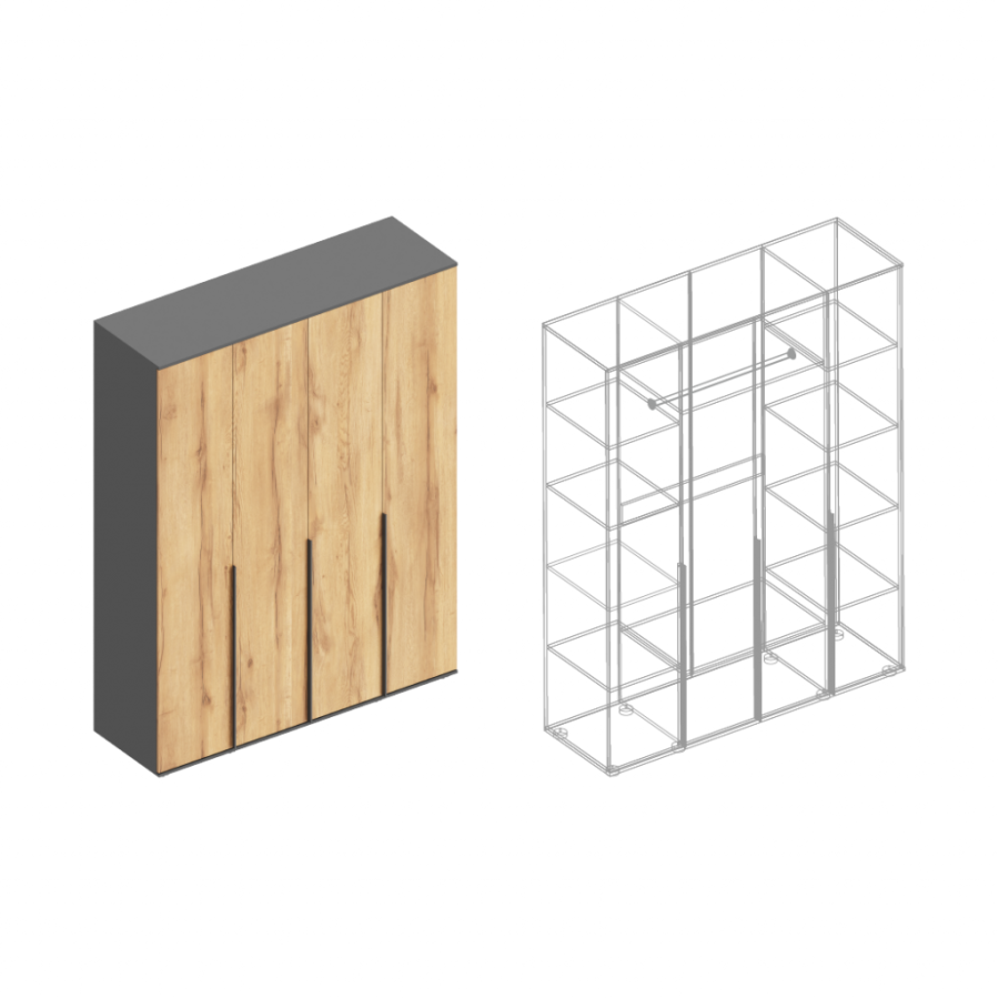 Шкаф 4-ств для одежды МС Стил в Великом Новгороде - фото Шкаф 4-ств для одежды МС Стил в Великом Новгороде - картинка