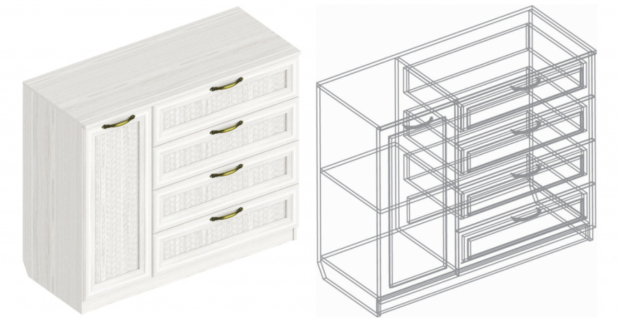 Комод «Александрия» СА-04 1-ств с 4 ящиками в Великом Новгороде - фото Комод «Александрия» СА-04 1-ств с 4 ящиками в Великом Новгороде - картинка