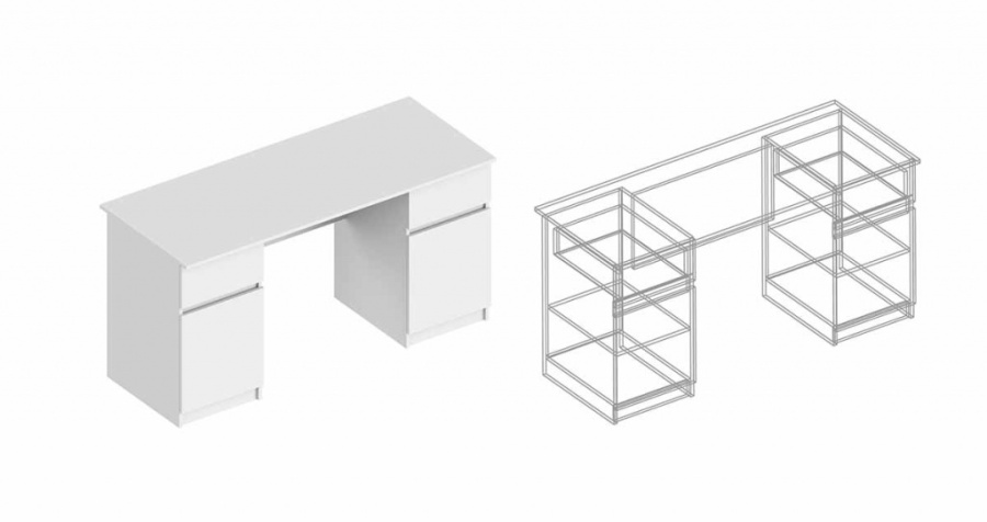 Стол письменный «Бьянко» 2-х тумбовый в Великом Новгороде - фото Стол письменный «Бьянко» 2-х тумбовый в Великом Новгороде - картинка