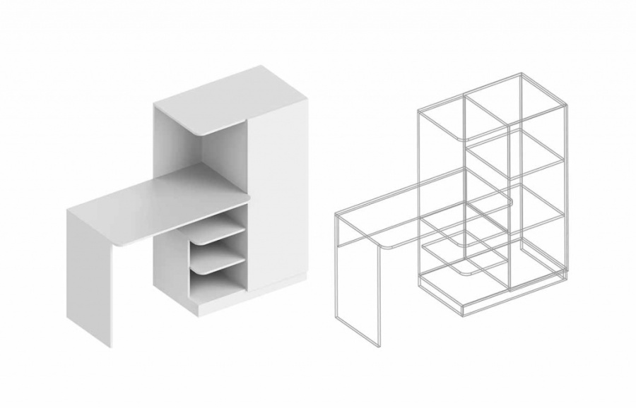 Стол письменный «Бьянко» с пеналом (правое исполнение) в Великом Новгороде - картинка