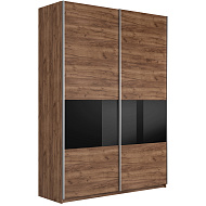 Шкаф-купе Прайм 2-х дверный (3 секции ДСП/стекло черное) в Великом Новгороде - картинка