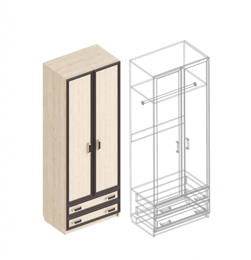 Шкаф «Наоми» 2-ств с 2 ящиками в Великом Новгороде - картинка