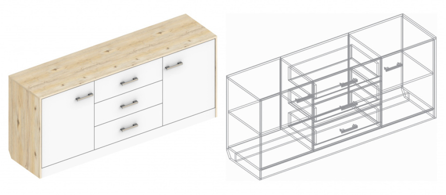 Комод «Милана» 2-ств с 3 ящиками в Великом Новгороде - фото Комод «Милана» 2-ств с 3 ящиками в Великом Новгороде - картинка