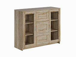 Тумба 2 двери со стеклом и 3 ящика 117х95 СИРИУС в Великом Новгороде - картинка