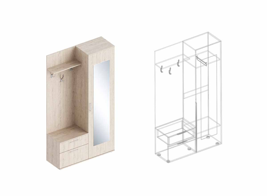 Прихожая правое исполнение в Великом Новгороде - фото Прихожая правое исполнение в Великом Новгороде - картинка