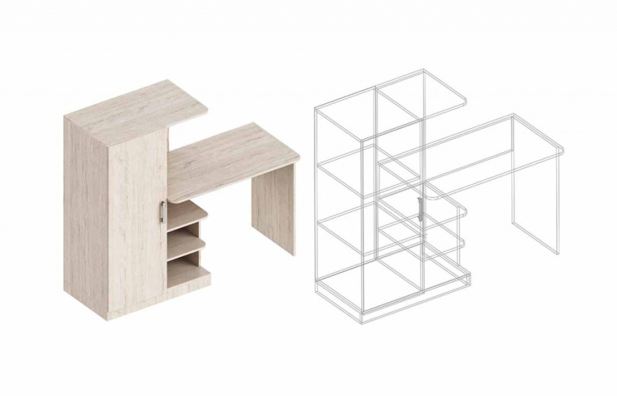 Стол письменный с пеналом (левое исполнение) в Великом Новгороде - картинка
