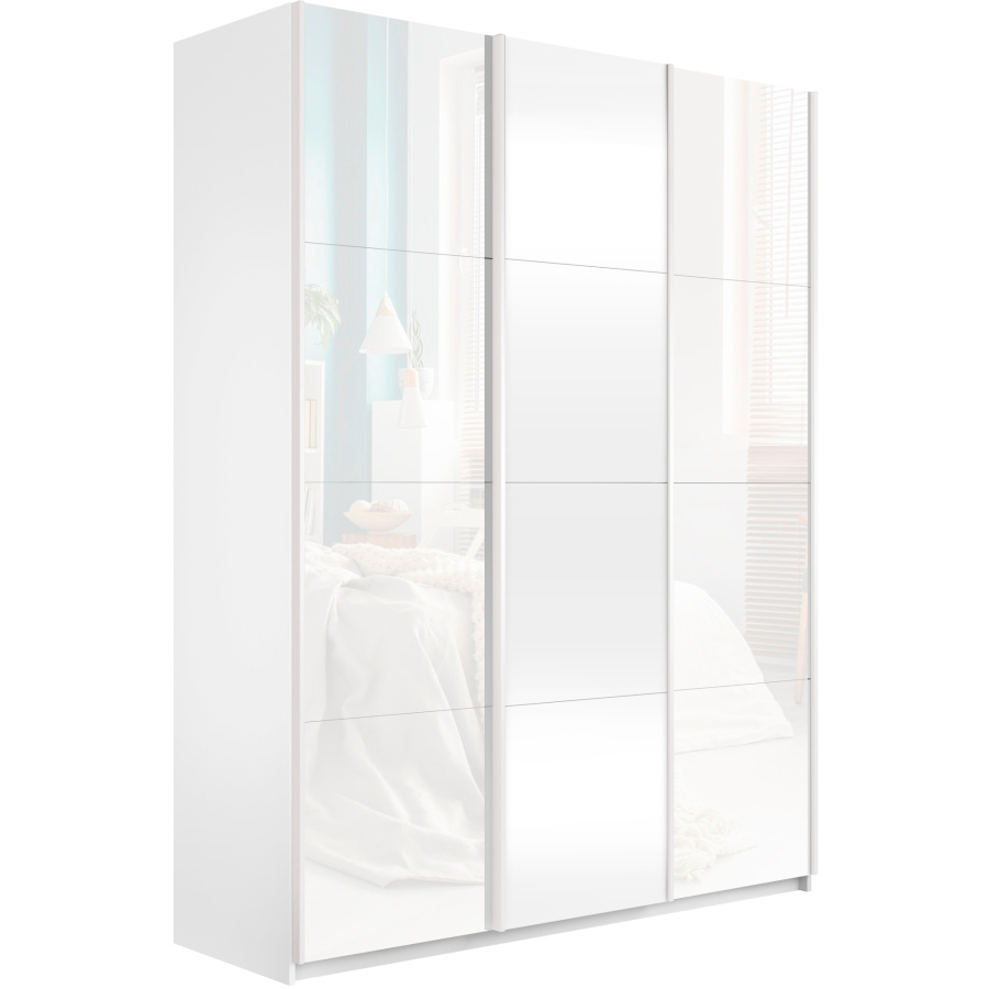 Шкаф-купе Широкий Прайм 3-х дверный (Стекло белое/ЛДСП) в Великом Новгороде - картинка