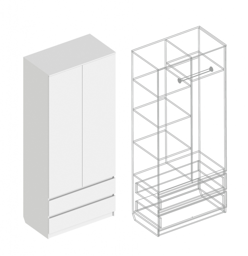Шкаф «Бьянко» 2-ств с 2 ящиками в Великом Новгороде - картинка