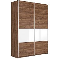 Шкаф-купе Прайм 2-х дверный (3 секции ДСП/стекло белое) в Великом Новгороде - картинка