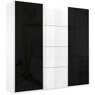 Шкаф-купе Широкий Прайм 3-х дверный (Стекло черное/Стекло белое) в Великом Новгороде - фото Шкаф-купе Широкий Прайм 3-х дверный (Стекло черное/Стекло белое) в Великом Новгороде - картинка