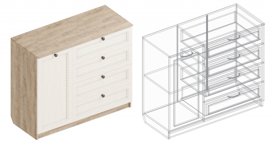 Комод «Филадельфия» СФ-04 1-ств с 4 ящиками в Великом Новгороде - картинка