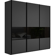 Шкаф-купе Широкий Прайм 3-х дверный (3 секции ЛДСП/стекло черное) в Великом Новгороде - фото Шкаф-купе Широкий Прайм 3-х дверный (3 секции ЛДСП/стекло черное) в Великом Новгороде - картинка