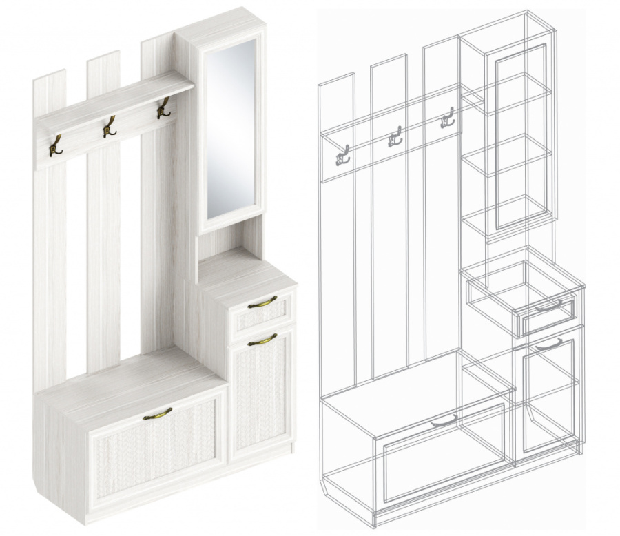 Прихожая «Александрия» ПА-07 Компакт (Правое) в Великом Новгороде - фото Прихожая «Александрия» ПА-07 Компакт (Правое) в Великом Новгороде - картинка