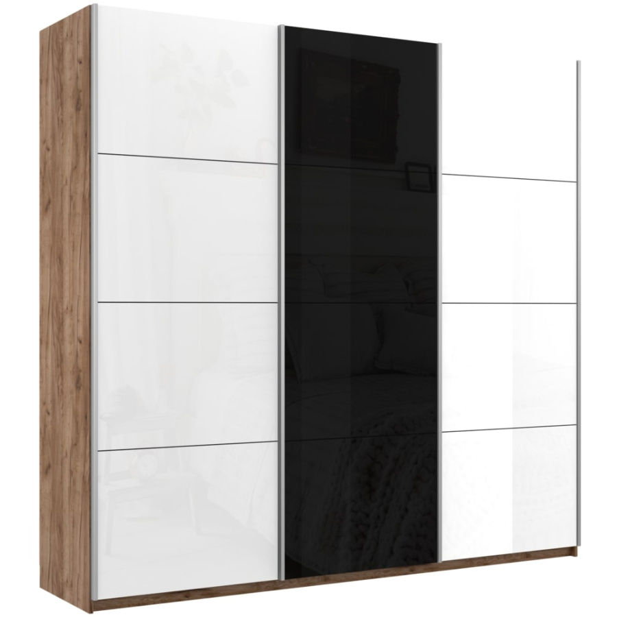 Шкаф-купе Широкий Прайм 3-х дверный (Стекло белое/Стекло черное) в Великом Новгороде - фото Шкаф-купе Широкий Прайм 3-х дверный (Стекло белое/Стекло черное) в Великом Новгороде - картинка