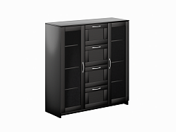 Тумба 2 двери со стеклом и 4 ящика 117х123 СИРИУС в Великом Новгороде - картинка