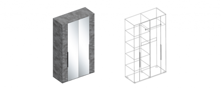 Шкаф «Лео» 4-ств с зеркалом в Великом Новгороде - фото Шкаф «Лео» 4-ств с зеркалом в Великом Новгороде - картинка