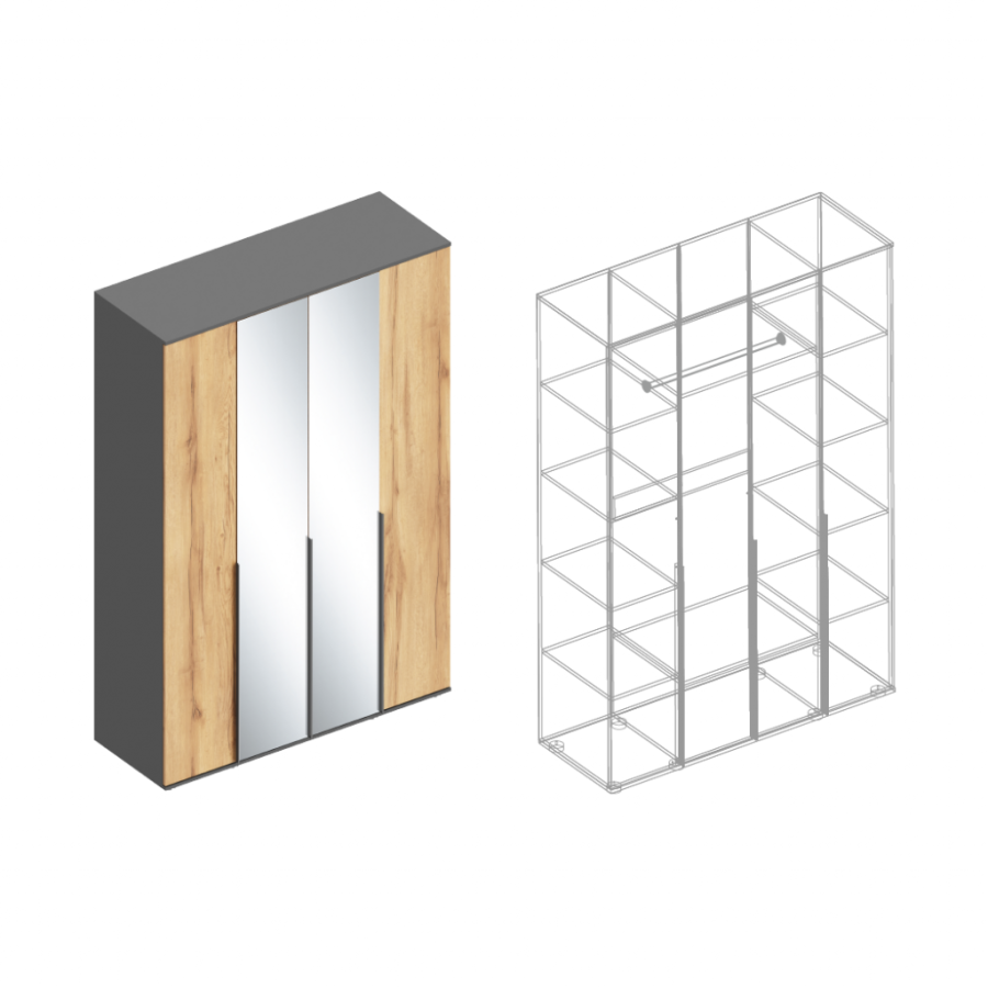 Шкаф 4-ств с зеркалом МС Стил в Великом Новгороде - фото Шкаф 4-ств с зеркалом МС Стил в Великом Новгороде - картинка