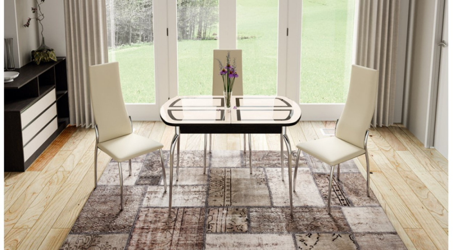 Стол обеденный раздвижной со стеклом "Рио" в Великом Новгороде - фото Стол обеденный раздвижной со стеклом "Рио" в Великом Новгороде - картинка