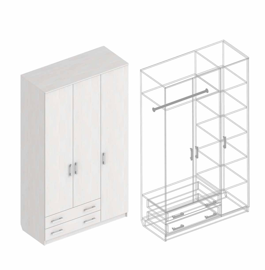 Шкаф «Универсал» 3х-ств. с 2 ящиками в Великом Новгороде - фото Шкаф «Универсал» 3х-ств. с 2 ящиками в Великом Новгороде - картинка