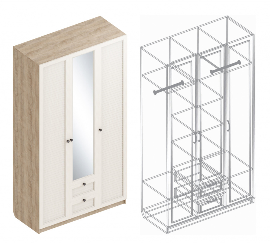 Шкаф «Филадельфия» ДФ-01 3-ств с 2 ящиками в Великом Новгороде - фото Шкаф «Филадельфия» ДФ-01 3-ств с 2 ящиками в Великом Новгороде - картинка