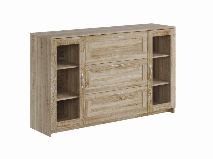 Тумба 2 двери со стеклом и 3 ящика 156х95 СИРИУС в Великом Новгороде - картинка