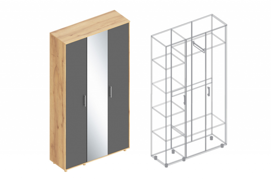 Шкаф «Граф» 3-ств с зеркалом в Великом Новгороде - фото Шкаф «Граф» 3-ств с зеркалом в Великом Новгороде - картинка