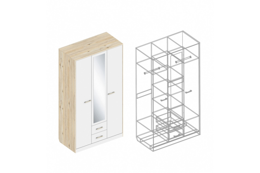 Шкаф «Милана» 3-ств с 2 ящиками по центру в Великом Новгороде - картинка