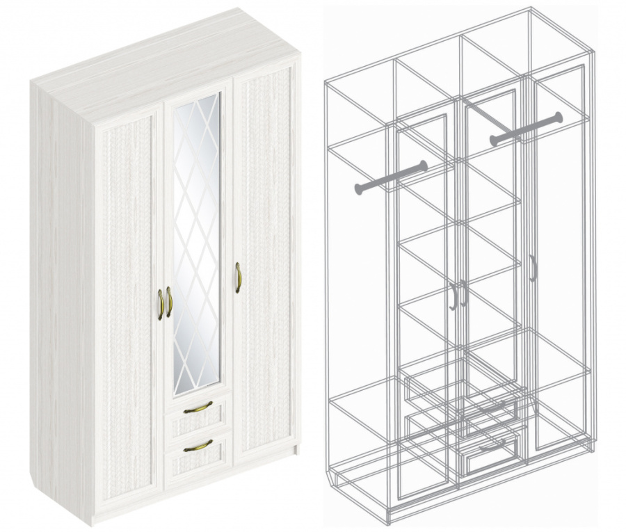 Шкаф «Александрия» ДА-01 3-ств с 2 ящиками в Великом Новгороде - картинка