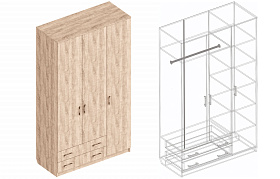 Шкаф «Универсал» 3х-ств с 2 ящиками в Великом Новгороде - фото Шкаф «Универсал» 3х-ств с 2 ящиками в Великом Новгороде - картинка